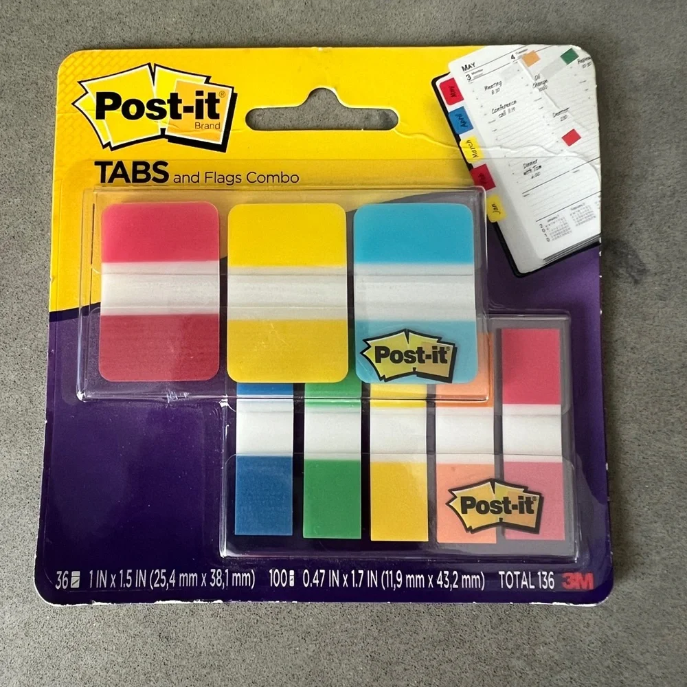 Post-it Adhesive Tabs/Flags, Combo, 136/Pk, Mi (MMM686COMBO1)